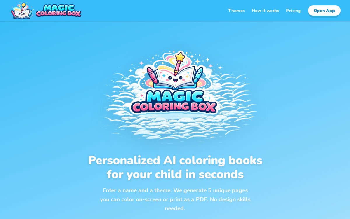 MagicColoringBox personalized AI coloring books